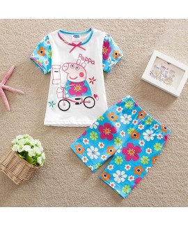 Peppa Pig Cartoon Short-sleeved Children's Pajamas Peppa Pig T-shirt Pajamas Sets