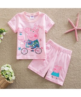 Peppa Pig Cartoon Short-sleeved Children's Pajamas Peppa Pig T-shirt Pajamas Sets