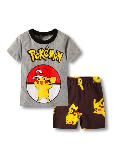Children's Summer Pikachu Short Sleeve Shorts Pajamas Set