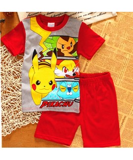 Children's Summer Pikachu Short Sleeve Shorts Pajamas Set