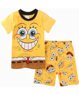 Spongebob SquarePants Thin Short-sleeved Pajamas Set Spongebob Summer Pjs For kids