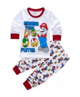 Cartoon Cotton Super Mario Long Sleeves Pajamas Super Mario Pajamas Sets