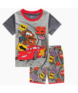 Cartoon Lightning Mcqueen Short Sleeve Pajamas Set...