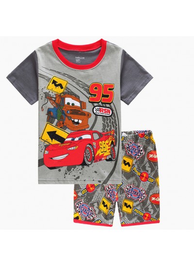 Cartoon Lightning Mcqueen Short Sleeve Pajamas Set Cars Lightning Mcqueen Pajamas