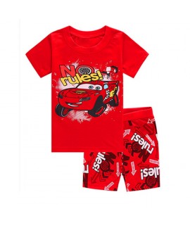 Cartoon Lightning Mcqueen Short Sleeve Pajamas Set Cars Lightning Mcqueen Pajamas