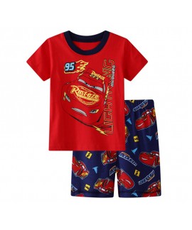 Cartoon Lightning Mcqueen Short Sleeve Pajamas Set Cars Lightning Mcqueen Pajamas