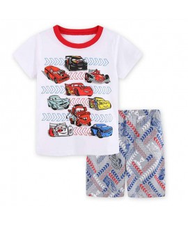 Cartoon Lightning Mcqueen Short Sleeve Pajamas Set Cars Lightning Mcqueen Pajamas