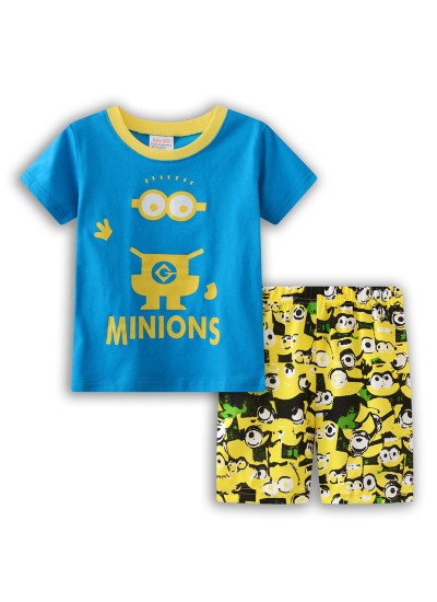 Le Buddies Minions Short-sleeved T-shirt Cotton Cartoon Pjs Minions Cartoon Kids' Summer Pajamas 