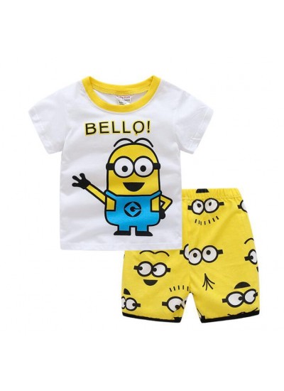 Le Buddies Minions Short-sleeved T-shirt Cotton Cartoon Pajamas Set  Minions Kids' Summer Pajamas