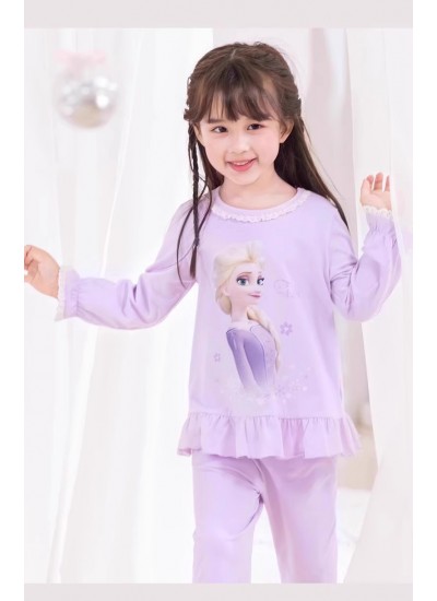 Disney Elsa Pure Cotton Pajamas Cartoon Elsa Frozen Pajamas Princess Elsa Pyjamas Set
