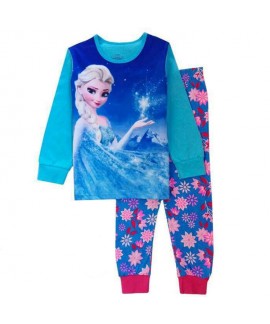 Disney Elsa Pure Cotton Pajamas Elsa Frozen Pajamas Cartoon Princess Elsa And Anna Long Sleeves Pyjamas Sets