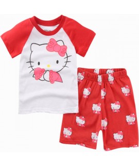 Cartoon Hello Kitty Pajamas Set Matching Hello kitty Short Sleeve Summer Pajamas