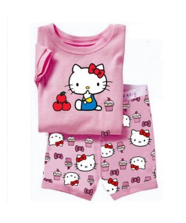 Cartoon Hello Kitty Pajamas Set Matching Hello kitty Short Sleeve Summer Pajamas