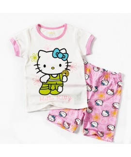 Cartoon Hello Kitty Pajamas Set Matching Hello kitty Short Sleeve Summer Pajamas