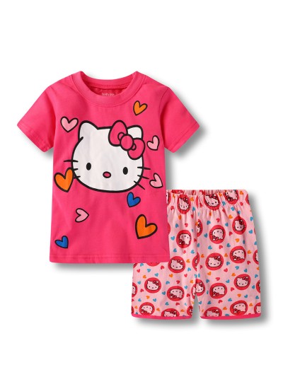 Hello Kitty Pj Set Matching Hello kitty Short Sleeve Summer Girls' Pajamas
