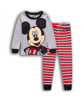 Mickey Mouse And Friends Holiday Pajamas Cartoon Disney Mickey Mouse Long Sleeve Trousers Kids' Pajamas Set