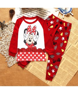 Mickey Mouse And Friends Holiday Pajamas Cartoon Disney Mickey Mouse Long Sleeve Trousers Kids' Pajamas Set