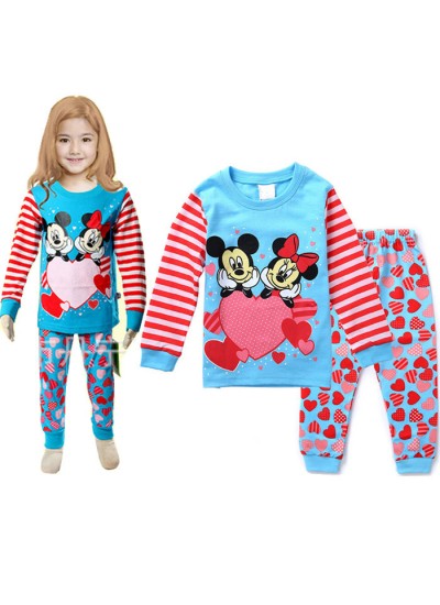 Disney Mickey Mouse And Friends Holiday Pajamas Cartoon Mickey Mouse Long Sleeve Trousers Kids' Pajamas Set