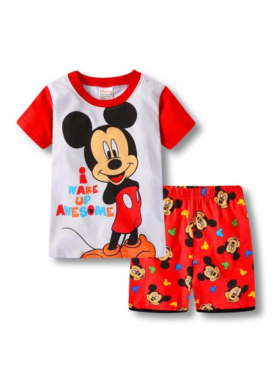 Childrens Mickey Mouse Short Sleeve Pajamas Set Disney Mickey Mouse And Friends Holiday Pajamas