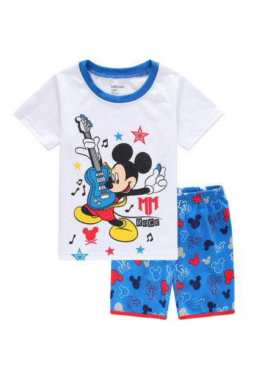 Cartoon Disney Mickey Mouse And Friends Holiday Pajamas Mickey Mouse Short Sleeve Kids' Pajamas Set