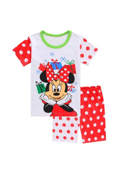 Disney Mickey Mouse And Friends Holiday Cartoon Pajamas Mickey Mouse Short Sleeve Pajamas Set