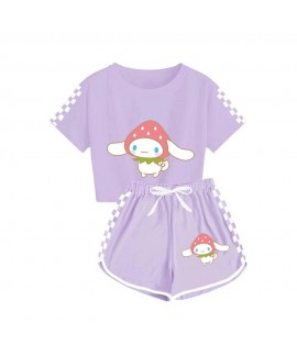 Boys' And Girls' Cinnamoroll  T-Shirt Shorts Pajamas Set Cinnamoroll And Strawberry Print Tracksuit