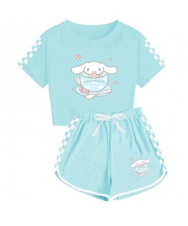 Sanrio pajamas Cinnamoroll Boys And Girls T-shirt Shorts Printed Sports Pajamas Suit