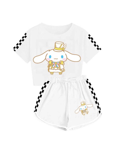 Boys' And Girls' Cinnamoroll T-Shirt Shorts Pajamas Set Cinnamoroll Print Summer Tracksuit