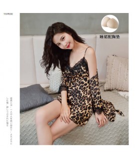 Women Leopard Sexy Sleepwear Lady Night Dress Set ...