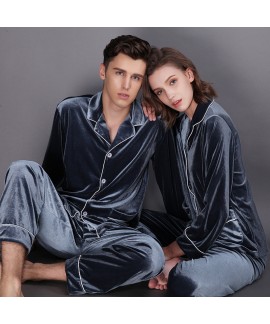 2023 couple pajamas gold velvet two-piece long-sleeved trousers winter