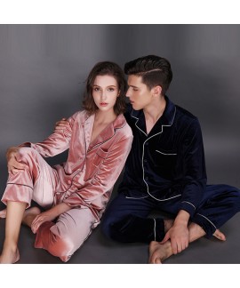 2021 couple pajamas gold velvet two-piece long-sleeved trousers winter