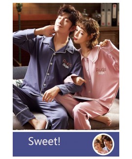 Korean version Couple pajamas long sleeves mens an...