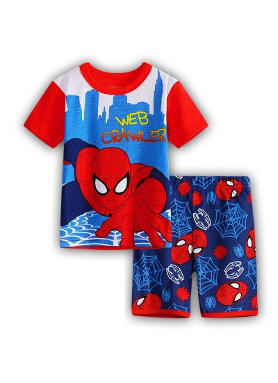 Summer Short-Sleeved Shorts Two-Piece Set Boys'Pajamas Spider-man Pyjamas