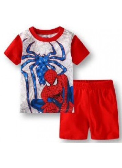 Summer Boys Short-Sleeved Shorts Two-Piece Iron Man Pajamas,Spider-man Pyjamas Sets