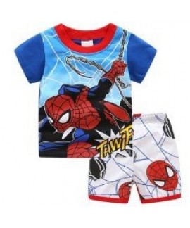 Summer Boys Short-Sleeved Shorts Two-Piece Iron Man Pajamas,Spider-man Pyjamas Sets