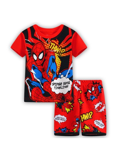 Marvel Summer Short-Sleeved Shorts Two-Piece Pyjamas Set Boys'Pajamas Spider-man Pyjamas