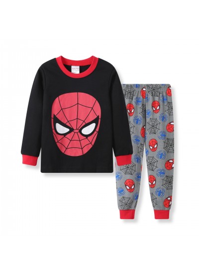 Boys Cotton Pajamas Long Sleeve Boys Children Cartoon Suit Baby Home Clothes Spider-Man Superhero Pyjama Set