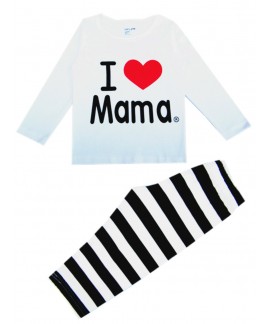 I love mama and dad Long Sleeve Boys Cartoon Pajamas
