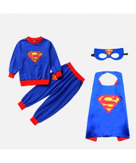 Superman Cape Clothes Halloween Children's Clothes Boy Baby Autumn Suit Boys Pants Costume Two-piece Set