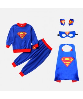 Superman Cape Clothes Halloween Children's Clothes Boy Baby Autumn Suit Boys Pants Costume Two-piece Set