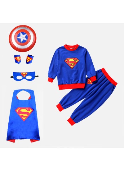 Superman Cape Clothes Halloween Children's Costume Two-piece Set