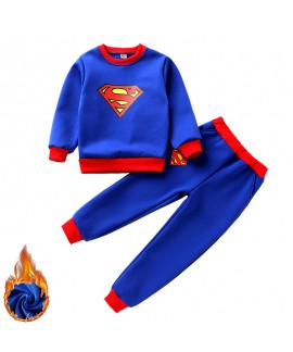 Plus Velvet Superman Cape Clothes Halloween Childr...