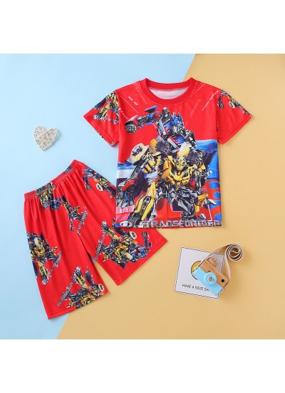 Children's Marvel Pyjamas Summer Thin Short-sleeved Shorts Superhero Boys Home Clothes Pyjamas