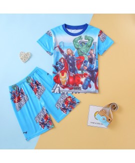 Children's Marvel Pyjamas Summer Thin Short-sleeved Shorts Superhero Boys Home Clothes Pyjamas