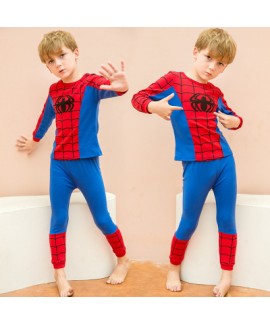 Children Pure Cotton Long-sleeved Round Neck, Iron Man, Spider-Man, Batman Pajama Set