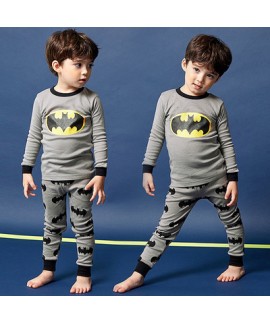 Children Pure Cotton Long-sleeved Round Neck, Iron Man, Spider-Man, Batman Pajama Set