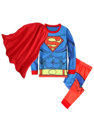 Children's Cartoon Marvel Superman Pyjamas Boys' Batman Suit +Cloak Three-piece Set