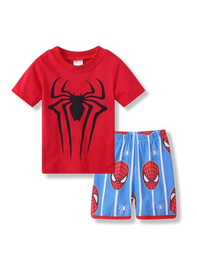 Children's Spider-Man short-sleeved Home Clothes Middle-aged Children Batman Superman Pajama Set