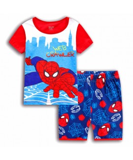 Children's Spider-Man short-sleeved Home Clothes Middle-aged Children Batman Superman Pajama Set