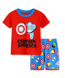 Children's Iron Man short-sleeved Home Clothes Middle-aged Children Batman Pajama Sets
